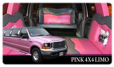 Pink Hummer limo style 4x4s - super stretched limousines for upto 16 passengers